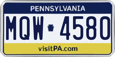 PA license plate MQW4580