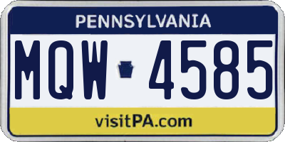 PA license plate MQW4585