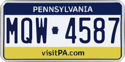 PA license plate MQW4587
