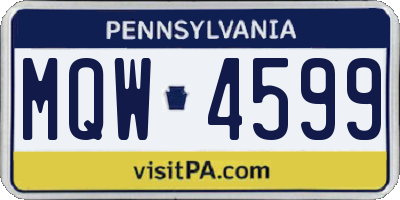 PA license plate MQW4599