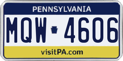 PA license plate MQW4606