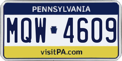 PA license plate MQW4609
