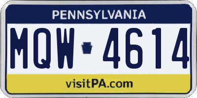 PA license plate MQW4614
