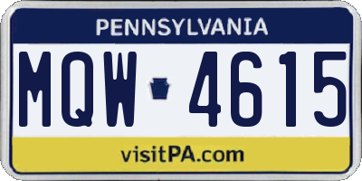 PA license plate MQW4615