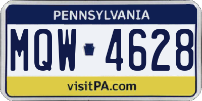 PA license plate MQW4628