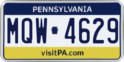 PA license plate MQW4629