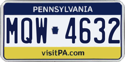 PA license plate MQW4632
