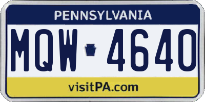 PA license plate MQW4640
