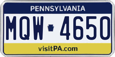 PA license plate MQW4650