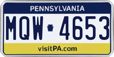 PA license plate MQW4653