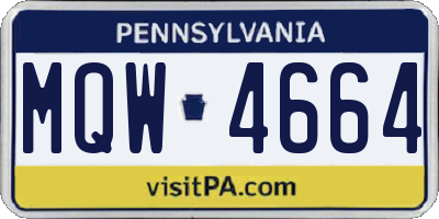 PA license plate MQW4664