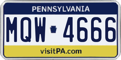 PA license plate MQW4666