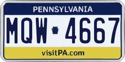 PA license plate MQW4667