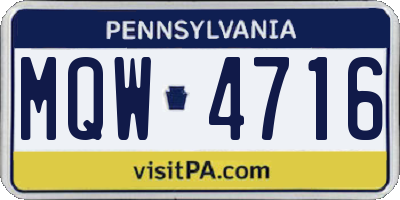 PA license plate MQW4716