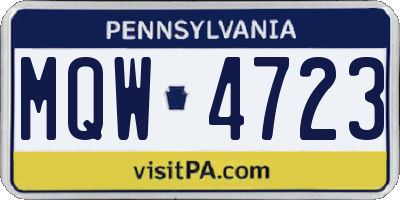PA license plate MQW4723