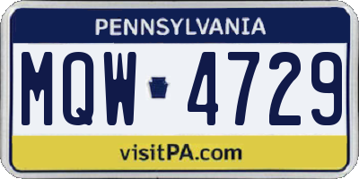 PA license plate MQW4729