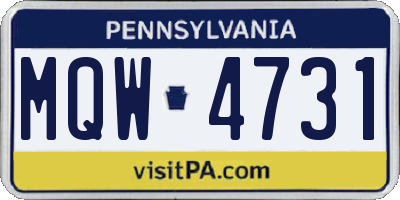 PA license plate MQW4731