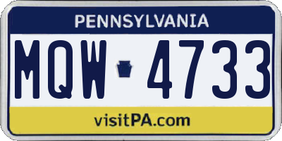 PA license plate MQW4733