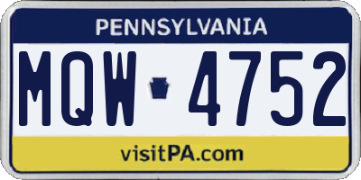 PA license plate MQW4752