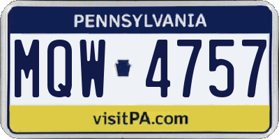 PA license plate MQW4757