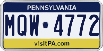 PA license plate MQW4772