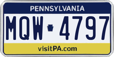 PA license plate MQW4797
