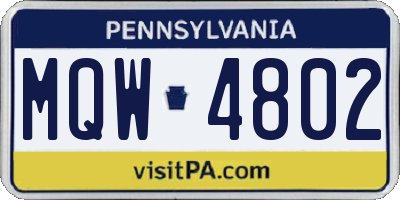 PA license plate MQW4802