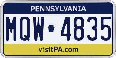 PA license plate MQW4835