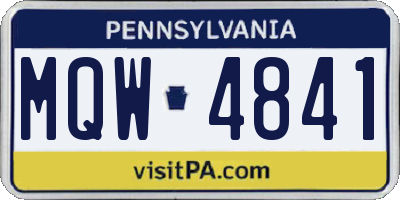 PA license plate MQW4841
