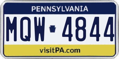 PA license plate MQW4844