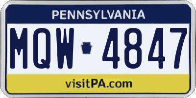 PA license plate MQW4847
