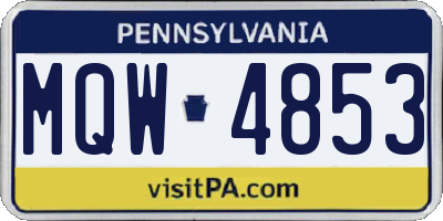 PA license plate MQW4853