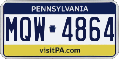 PA license plate MQW4864
