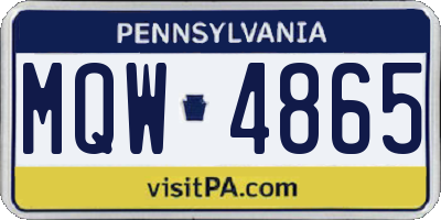 PA license plate MQW4865