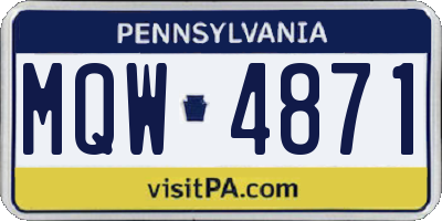 PA license plate MQW4871