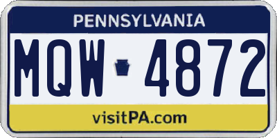 PA license plate MQW4872