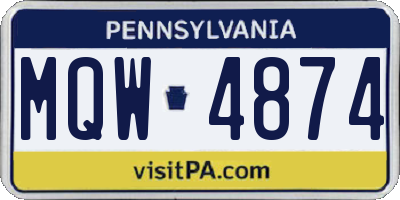 PA license plate MQW4874