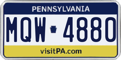 PA license plate MQW4880