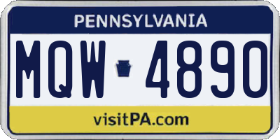 PA license plate MQW4890
