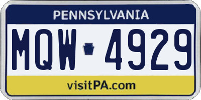 PA license plate MQW4929