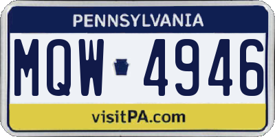 PA license plate MQW4946
