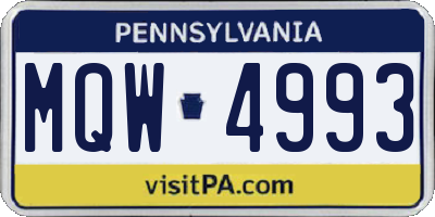 PA license plate MQW4993