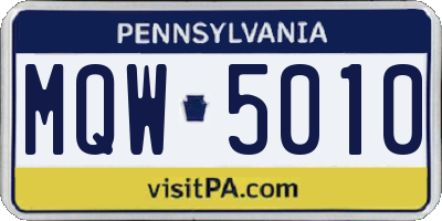 PA license plate MQW5010