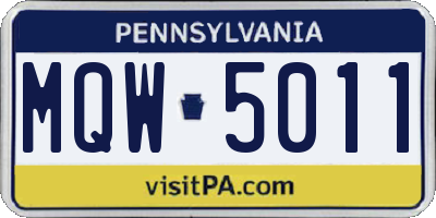 PA license plate MQW5011