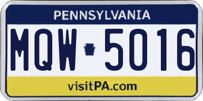 PA license plate MQW5016