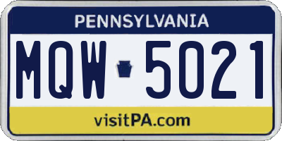 PA license plate MQW5021