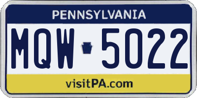 PA license plate MQW5022