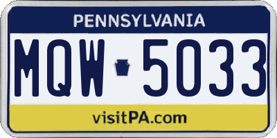 PA license plate MQW5033