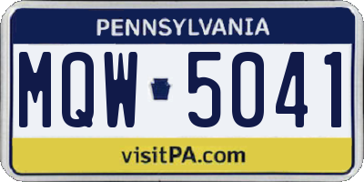 PA license plate MQW5041