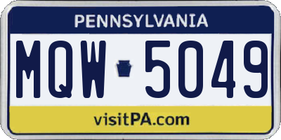 PA license plate MQW5049